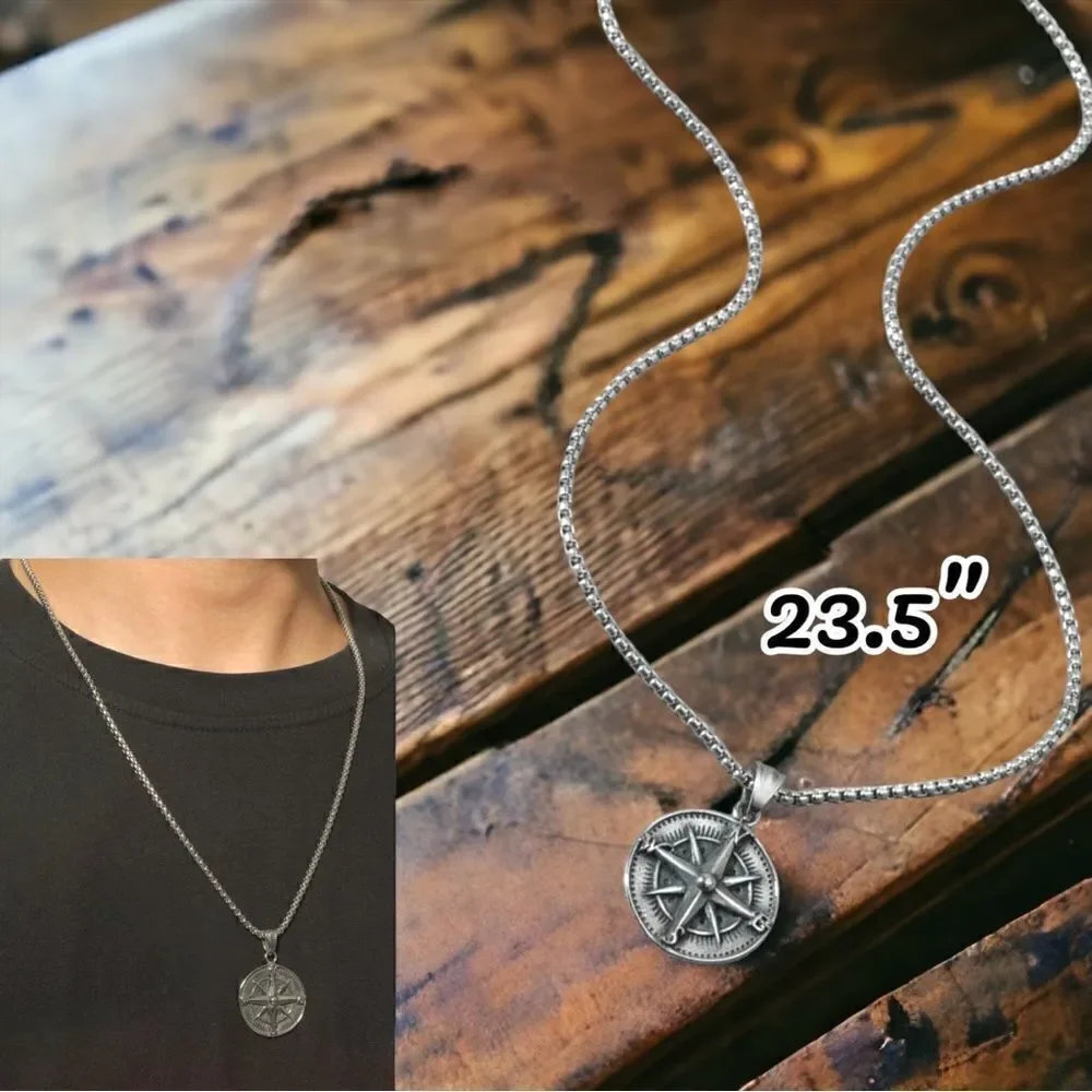 Unisex l Men’s l Compass l Necklace l 23.5” l New